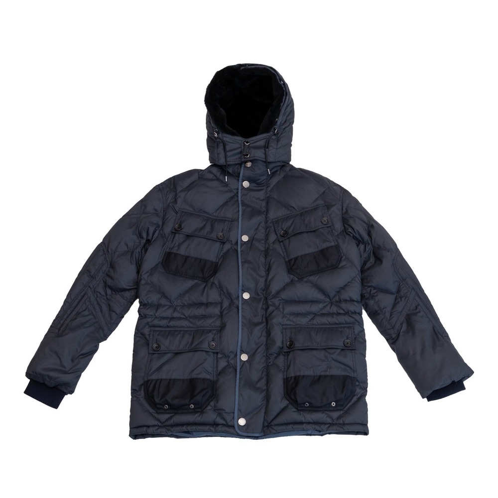 Louis Vuitton Down‎ Jacket Mens EU 48 Navy Blue Hooded Puffer Coat Goose Feather